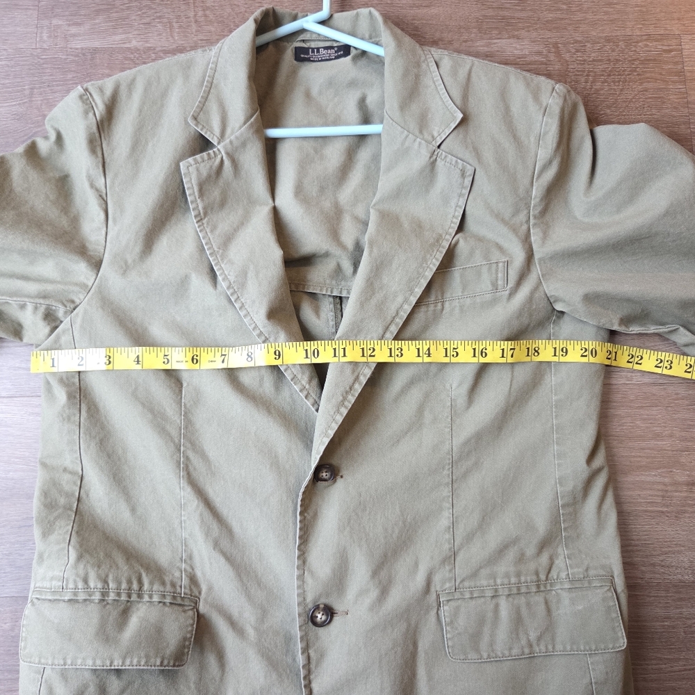 Vintage LL Bean Cotton Sage Green Khaki Tailored Blazer Coat Mens size 40 Short - Picture 7 of 9